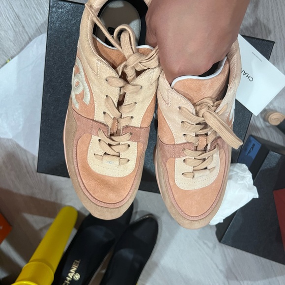 Used AUTHENTIC Chanel pink sneakers in size 40 - Picture 6 of 11